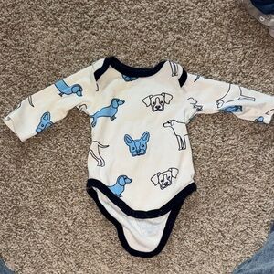 Long-Sleeve Baby Bodysuit with Blue Dog Print